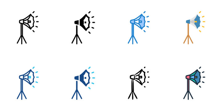 Speedlight icons set multiple style collection. Editable stroke 
