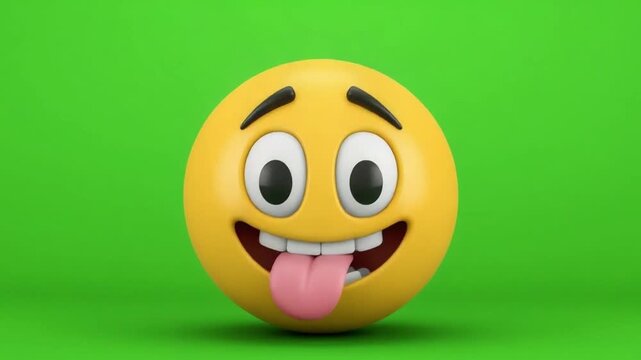 Crazy Funny Emoji Face on Green Screen 3D Animation