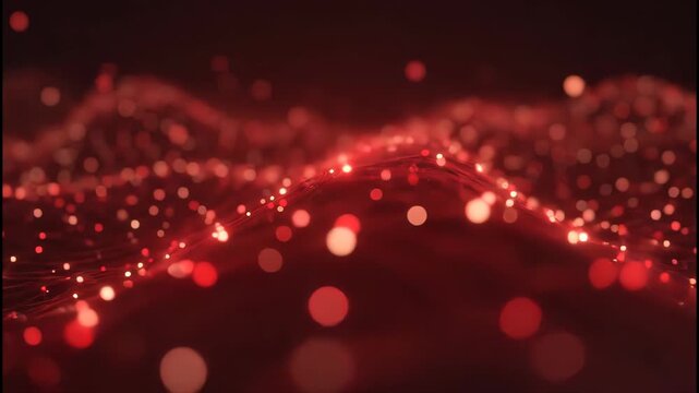Abstract network of glowing red spheres and interconnected lines on a dark background