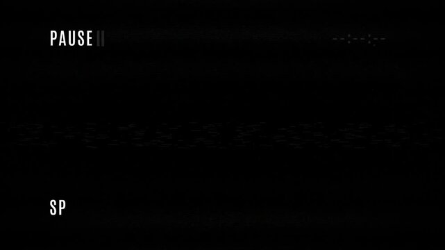 pause  VHS  screen video tape black background 4K VIDEO