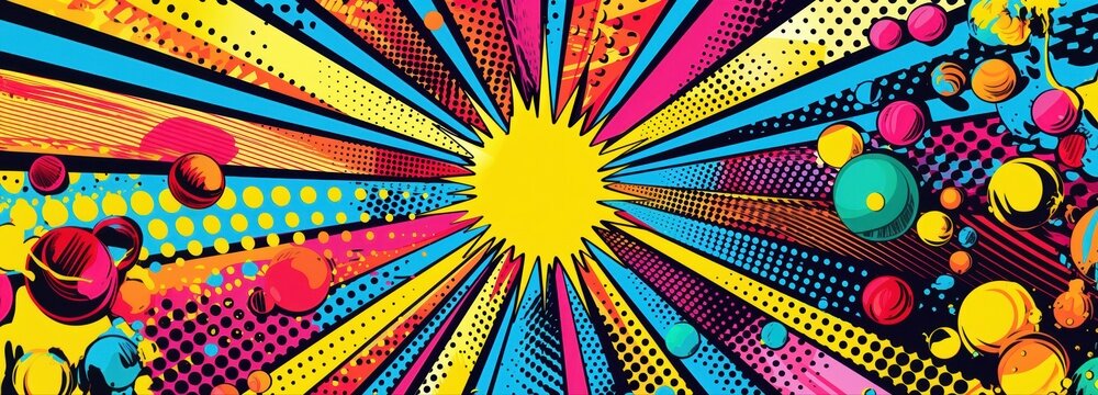 Burst of Sunshine: An abstract explosion of colors radiates from a central sun, creating a dynamic and visually stimulating piece. Capturing a sense of energy and vibrancy.