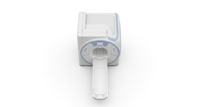 Modern MRI Scanner Machine Top View Isolated on White Background for Medical Imaging and Diagnostic Healthcare Concepts