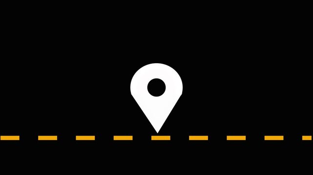 Animated travel plane moving route with point location animation two destination on black background.alpha channel only HD.Video,
