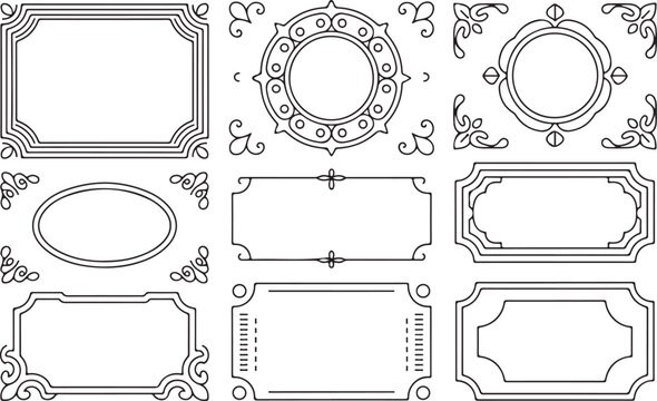 Minimalist geometric frames and linear borders for modern invitations.