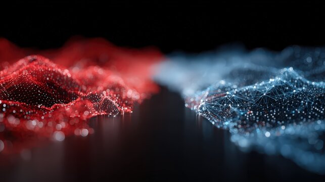 Digital alliances competing across futuristic artificial intelligence network landscape