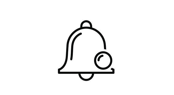 Simple black outline of a notification bell icon with a small circle indicating a new alert or message on a white background.