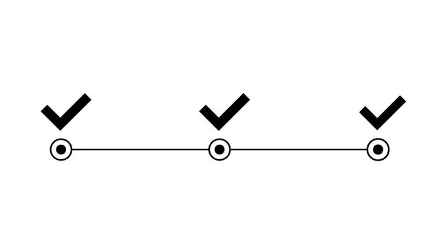 Animated 3 Step Checklist Infographic and Minimalist Black Line Task Completion Animation for Checklist Progress Workflow Organization Management Business Strategy Planning.