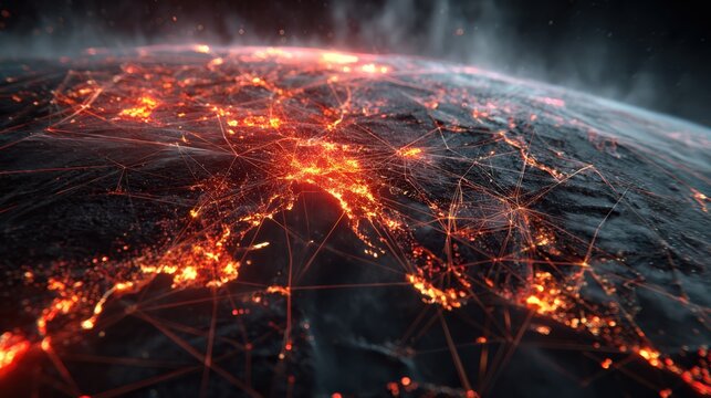 Fragmented artificial intelligence network with disconnected digital regions futuristic concept