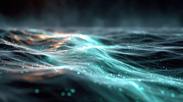Global data ocean with glowing artificial intelligence currents futuristic technology concept