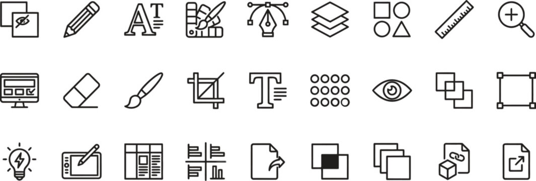 Graphic design outline icons