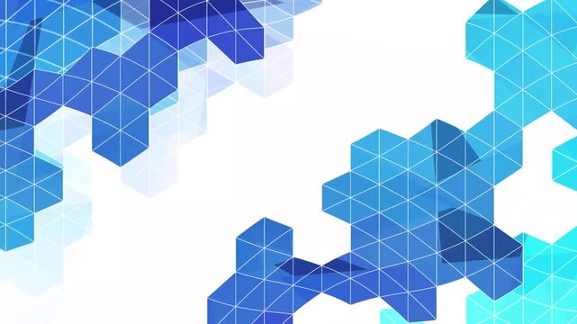 Abstract blue geometric animation with hexagonal grid patterns