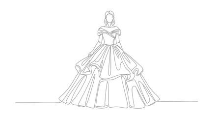 Fototapeta premium Fashion illustration of a woman in a grand ball gown with a voluminous