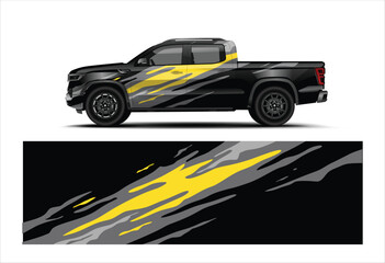 Modern Pickup Truck Side Wrap Racing Decal Vector © black