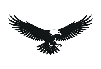 Fototapeta premium Eagle in flight silhouette. Flying eagle silhouette. 