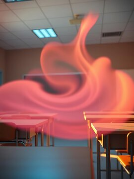 Soft hues swirl around a stolen answer, a whispered secret in a muted classroom,  academic dishonesty,  clandestine learning
