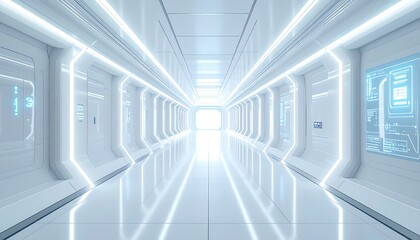 Fototapeta premium Clean futuristic medical technology background featuring subtle metallic circuitry and soft blue glowing data lines.