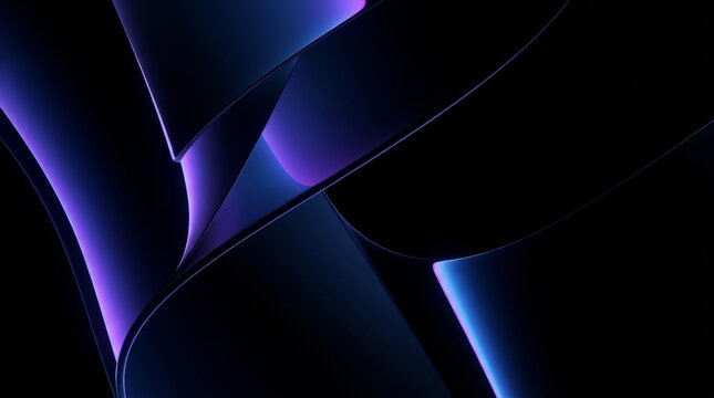 Abstract OLED wallpaper with glowing neon geometric waves on pure black minimalist background