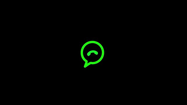 Green Neon Speech Bubble with a Curved Line Inside Representing a Message or Chat on a Black Background