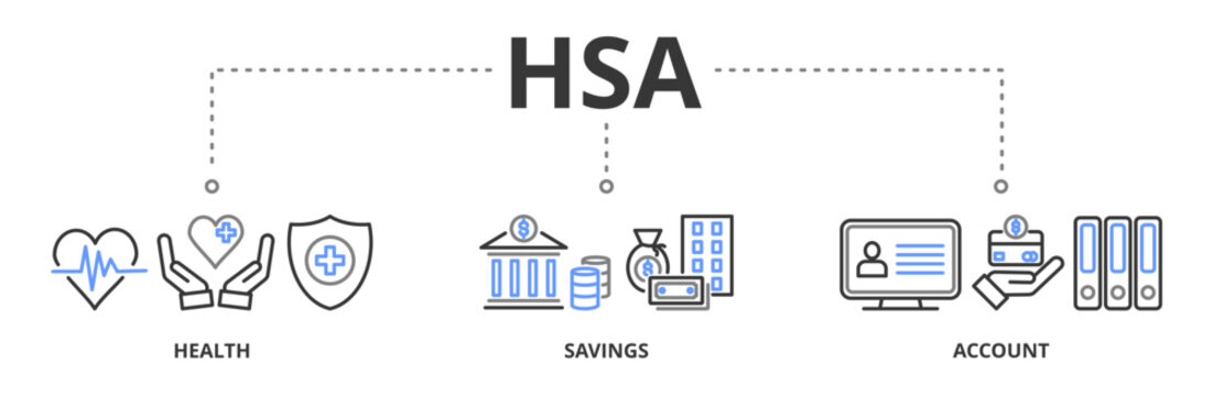 HSA banner vector illustration concept with icon of  health, savings and account