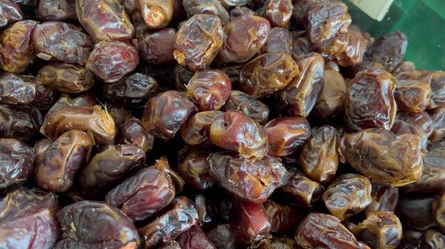 Close up of organic ripe dates at market