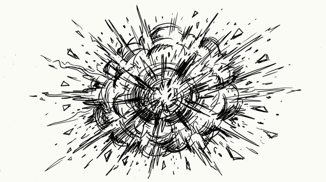 Hand drawn comic book style explosion graphic illustration.