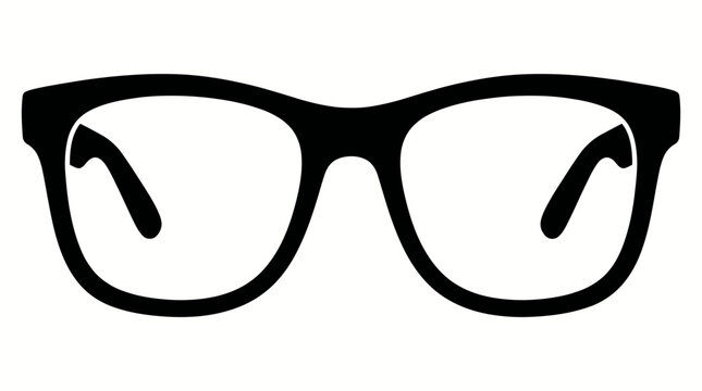 Simple Black Silhouette of Stylish Eyeglasses.