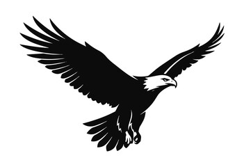 Obraz premium Eagle in flight silhouette. Flying eagle silhouette. 