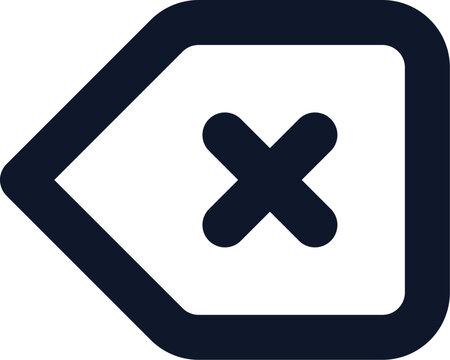 Digital backspace icon for text editing and keyboard interface delete button