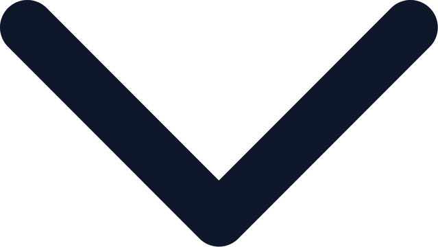 Minimalist chevron pointing down for menu dropdown and directional guidance