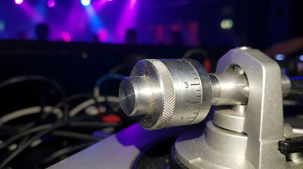 Fototapeta premium Audio equipment control knob on a mixing console
