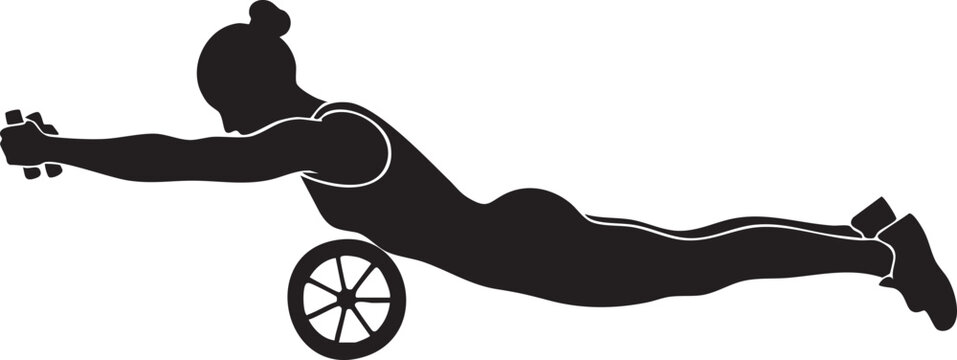 Paralympic athlete, wheelchair racing, sports icon, black silhouette, athletic motion