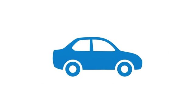 Blue Sedan Car Icon Illustration on White Background for Transportation and Automotive Concepts