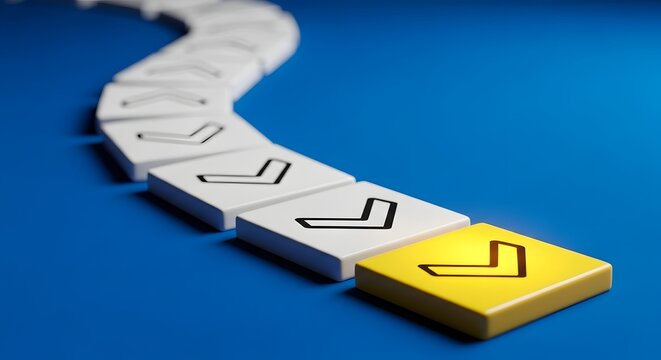 Yellow Check Mark Leads White Check Marks in a Row