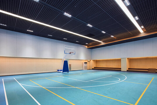 Indoor Multipurpose Hall With Basketball Court Lines