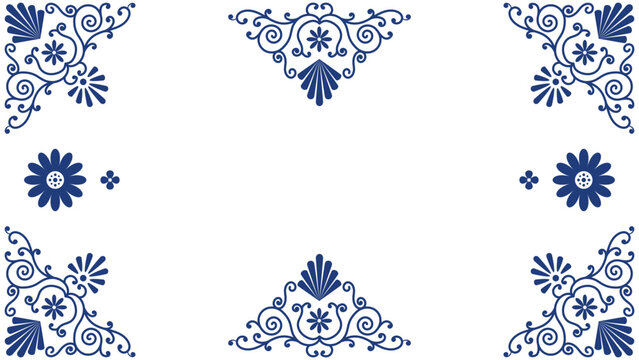 Mexican Talavera: Vector design of floral tiles with a summery feel and classic ornamentation. This traditional craft will add a touch of authenticity and charm to your design projects.