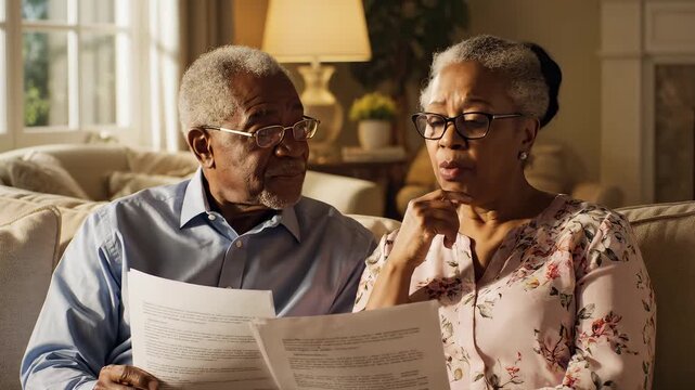 Elderly couple reviewing documents highlighting everyday moments and community bonds