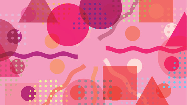 Vibrant Colorful Memphis Style Abstract Geometric Pattern Background