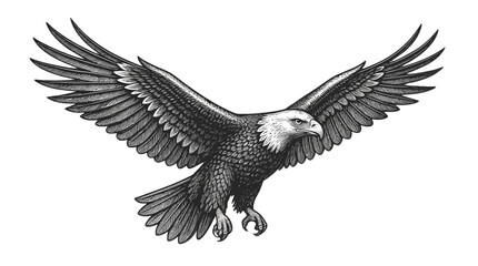 Obraz premium Majestic Bald Eagle Soaring with Wings Spread Wide