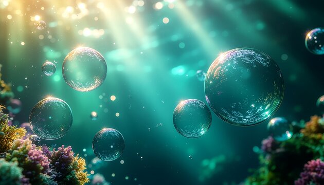 Emerald Mint Bubble Rising Loop Background