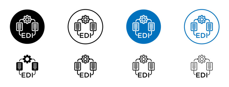 EDI icons set in black and blue colors on white background