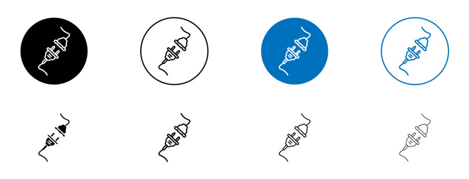 Electric plug icons set in black and blue colors on white background