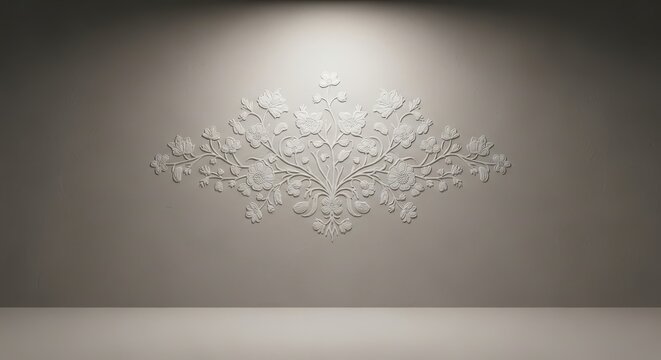 Intricate Embossed Floral Motif With Subtle Raised Details In Architectural Interior Setting