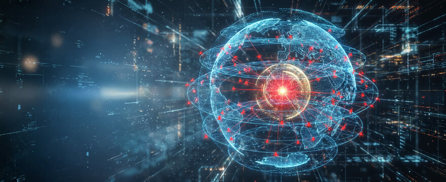 Conceptual visualization of an advanced persistent threat (APT) attacking a global network