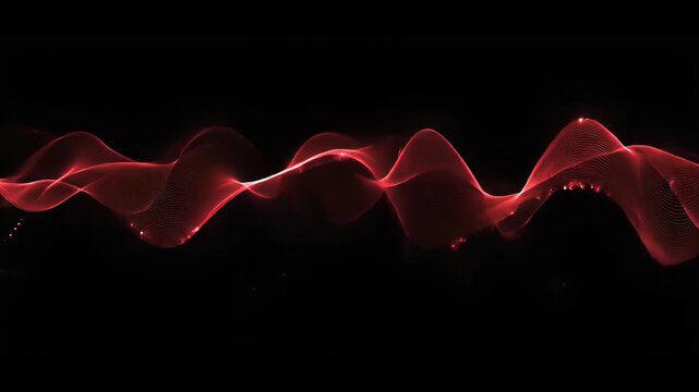 Ethereal red wave pattern with glowing dots against a black background