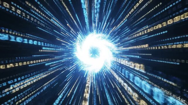 Digital binary code tunnel ideal for sleek commercial backgrounds and title sequences