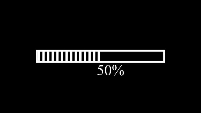 Segmented Loading Progress Bar Animation with Dashed Lines and Percentage Indicator for Software Installation and Tech Interface