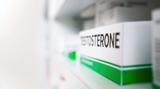 Modern Testosterone Packaging on a Shelf