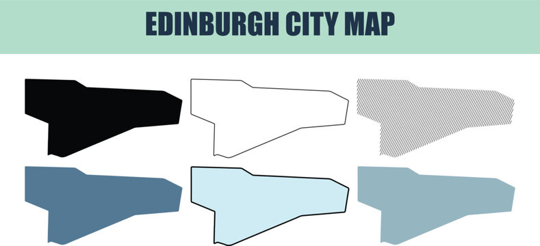 Edinburgh city map variations in solid lined and stock styles on white background