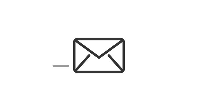 Envelope Sending Animation With Motion Lines Symbolizing Fast Mail Delivery on White Background