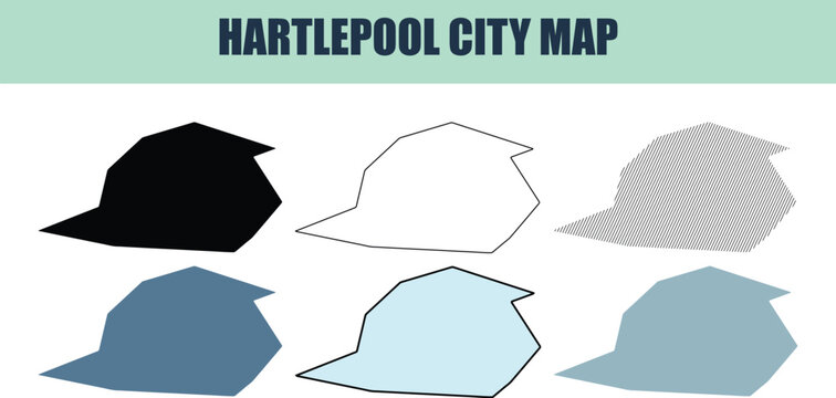 Hartlepool city map solid lined and stock shapes during bright daylight